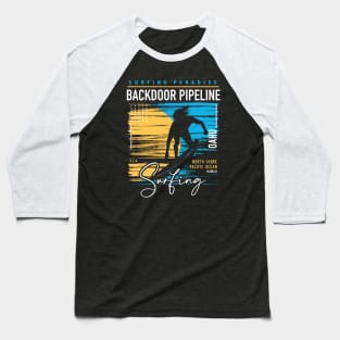 Backdoor Pipeline Retro Surfing // Surf Hawaii // Surf Oahu Baseball T-Shirt